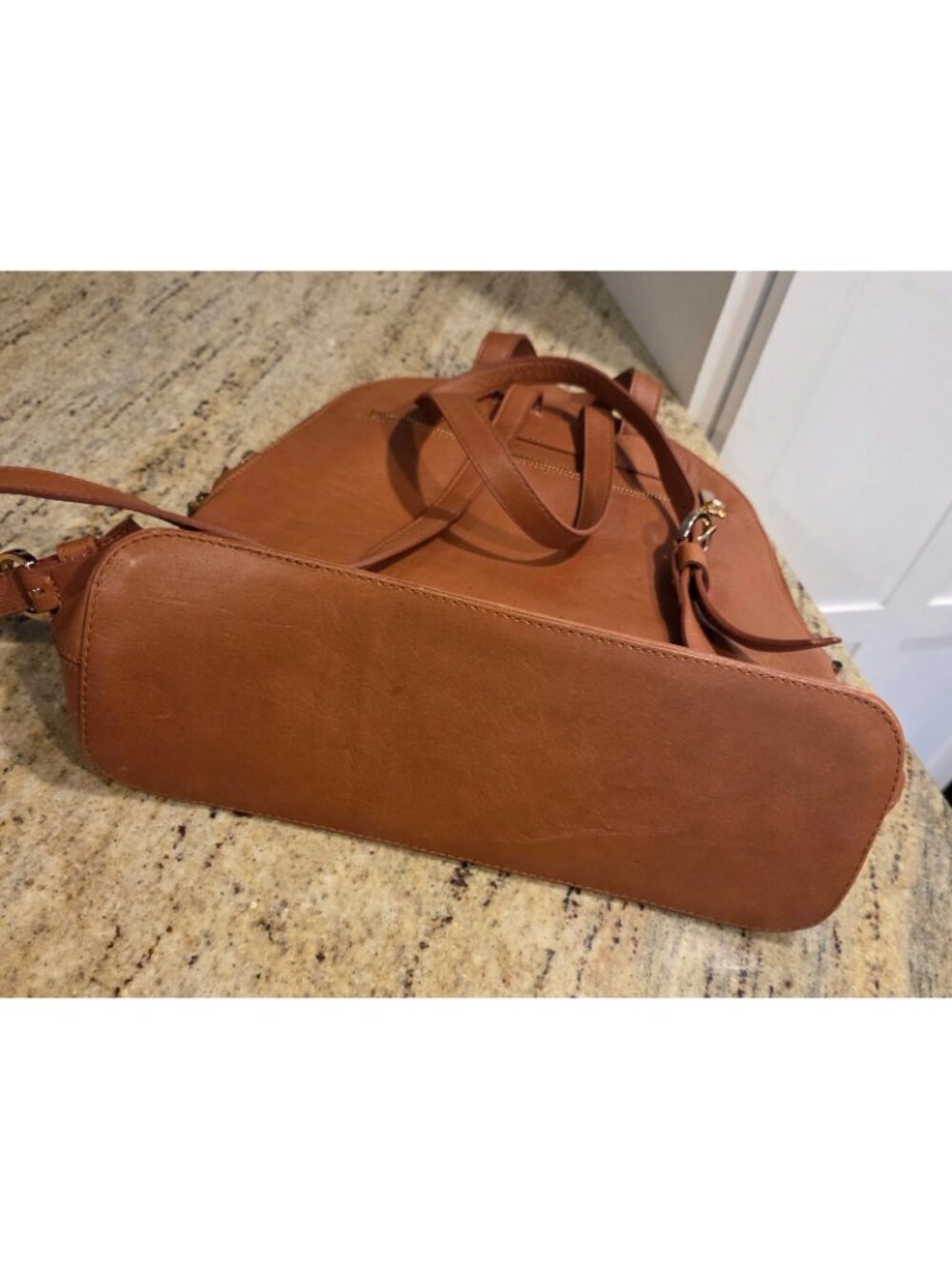 VELEZ Leather Backpack Bird Fabric Interior Brown - Picture 6 of 16